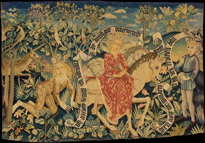 Tapiz de lino que muestra dos escenas de Der Busant, un poema medieval de Unbekannt Unbekannt